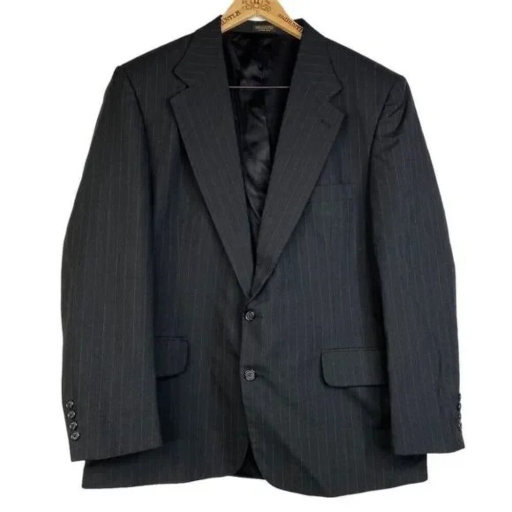 BARRINGTON MEN'S BLACK LINED PINSTRIPE SUIT JACKET 44R-NICE!
